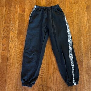 Brandy Melville Black Joggers with Patterned Stripe